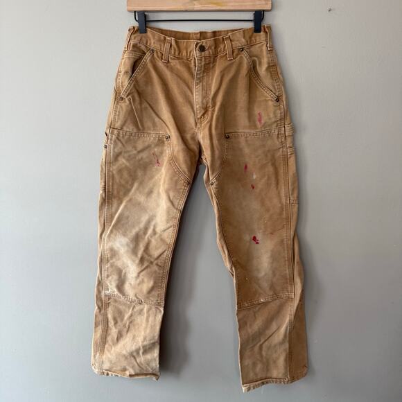 Carhartt Double Knee Carpenter Workwear Pants Dungaree Fit Mens 31x32 Thrashed - Picture 1 of 13